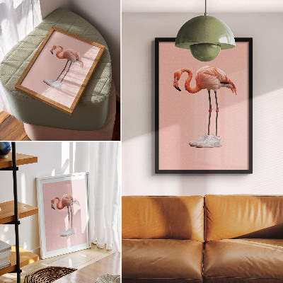 Poster Flamingo rosa sportskor rosa bakgrund