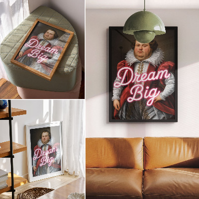 Hållbar väggposter Historiskt porträtt neon inskription kontrast modern