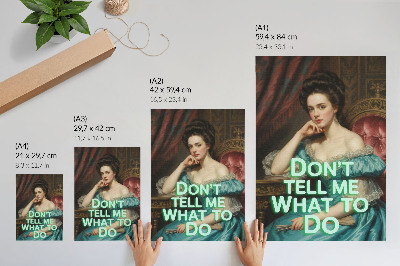 Poster En kvinna i en klassisk pose med en ironisk inskription