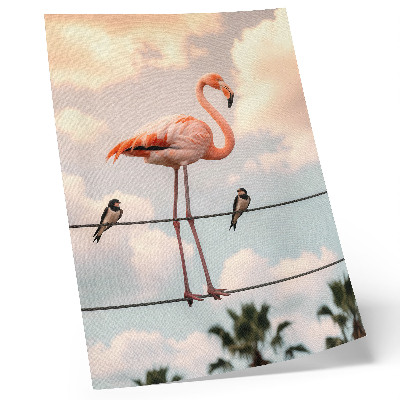 Dekorativ väggaffisch Flamingo himmel moln svalor naturligt
