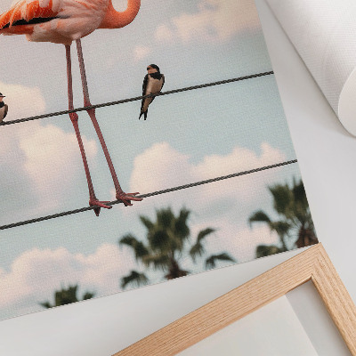 Dekorativ väggaffisch Flamingo himmel moln svalor naturligt