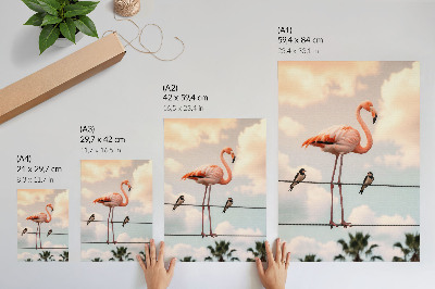 Dekorativ väggaffisch Flamingo himmel moln svalor naturligt