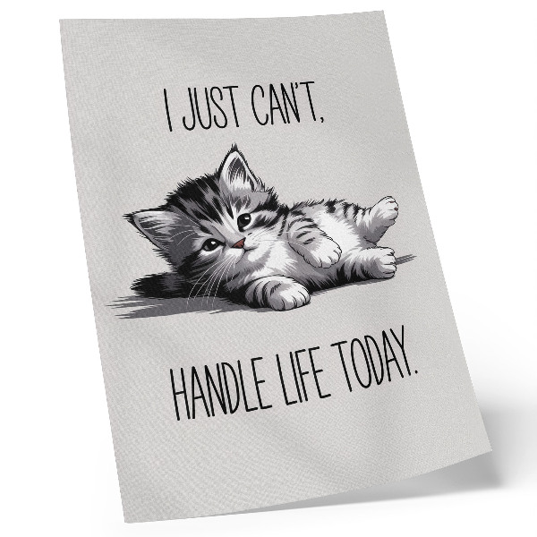 Poster En kattunge på en grå bakgrund i minimalistisk stil