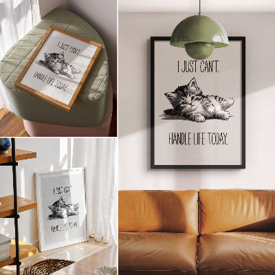 Poster En kattunge på en grå bakgrund i minimalistisk stil