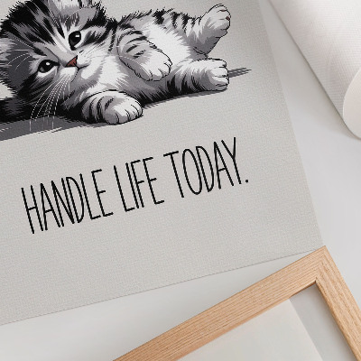 Poster En kattunge på en grå bakgrund i minimalistisk stil