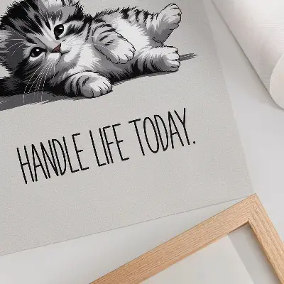 Poster kattunge på grå bakgrund i minimalistisk stil