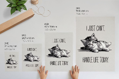 Poster En kattunge på en grå bakgrund i minimalistisk stil