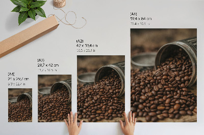 Hållbar väggposter Kaffebönor i en spridd komposition direkt från burken