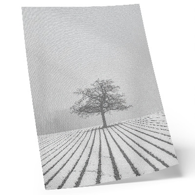 Poster Träd i snön vinterlandskap minimalism