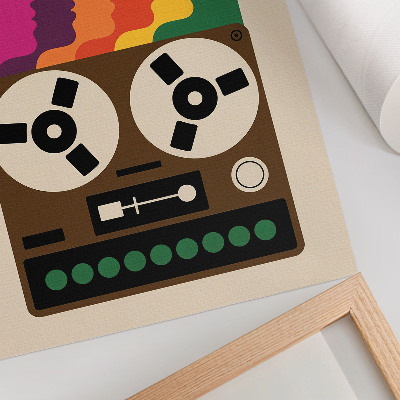 Affisch Färgglada silhuetter av en retro bandspelare