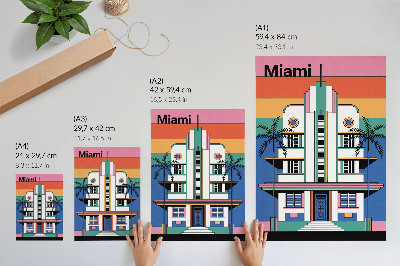 Dekorativ väggaffisch Art déco tropiska färger palmer energi Miami