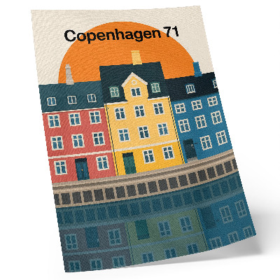 Dekorativ väggaffisch Färgglada hus vid vattnet minimalistisk estetik