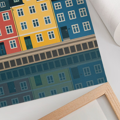 Dekorativ väggaffisch Färgglada hus vid vattnet minimalistisk estetik