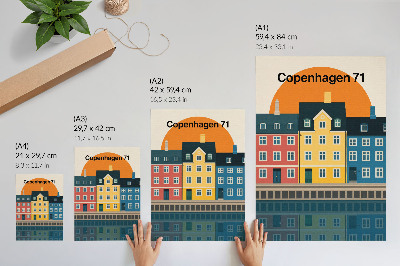 Dekorativ väggaffisch Färgglada hus vid vattnet minimalistisk estetik