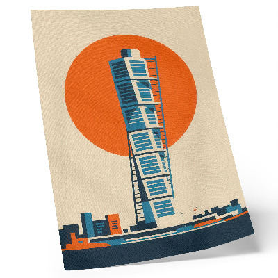 Poster Orange sol moderna skyskrapa geometriska former