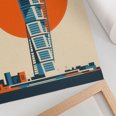 Poster Orange sol moderna skyskrapa geometriska former