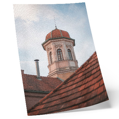 Affisch Rustika torn tegeltakpannor blå himmel