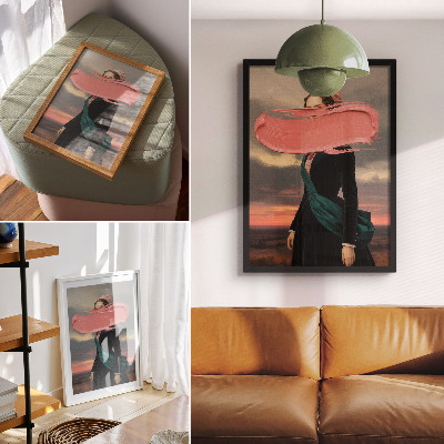 Poster Klassisk figur med rosa kontrast
