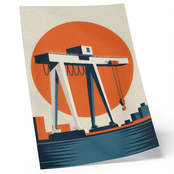 Hållbar väggposter Retro kran orange industriell cirkel