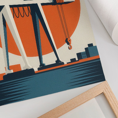 Hållbar väggposter Retro kran orange industriell cirkel