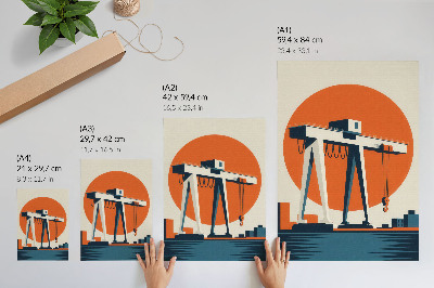 Hållbar väggposter Retro kran orange industriell cirkel