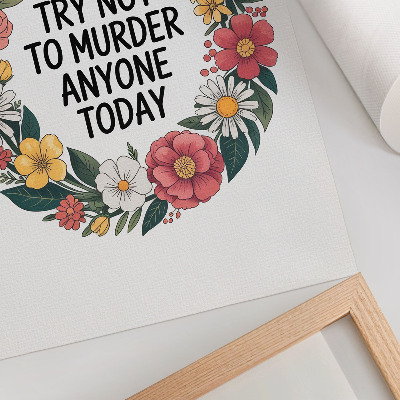 Poster En krans med blommor och en rolig inskription