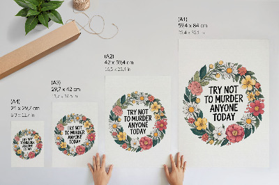 Poster En krans med blommor och en rolig inskription