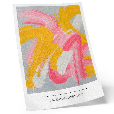 Dekorativ väggaffisch Dynamiska penseldrag av rosa gult vitt