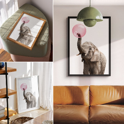Hållbar väggposter Elefant med en bubbla modernitet humor mildhet