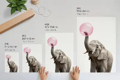 Hållbar väggposter elefant med bubbla i en modern och humoristisk stil