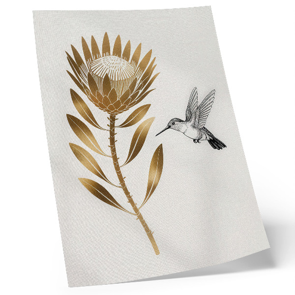 Hållbar väggposter Ett kolibri- och blommotiv i modern ton