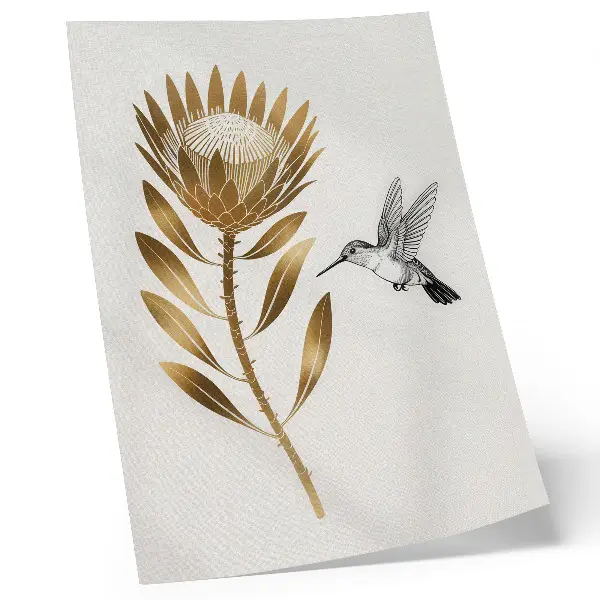 Hållbar väggposter med kolibri- och blommotiv i modern stil