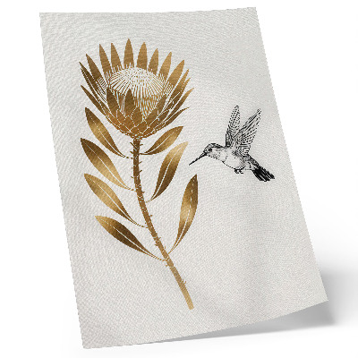 Hållbar väggposter Ett kolibri- och blommotiv i modern ton