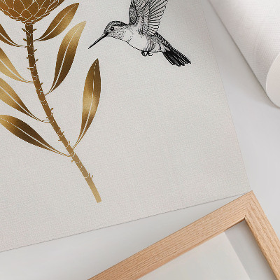 Hållbar väggposter Ett kolibri- och blommotiv i modern ton