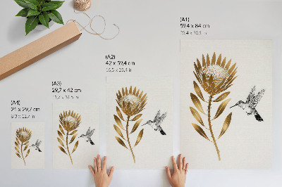 Hållbar väggposter Ett kolibri- och blommotiv i modern ton