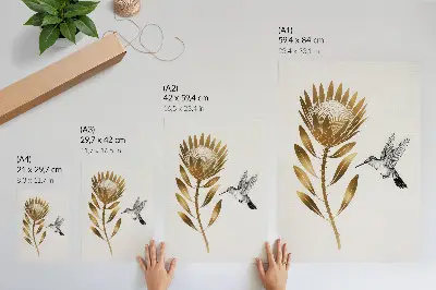 Hållbar väggposter med kolibri- och blommotiv i modern stil