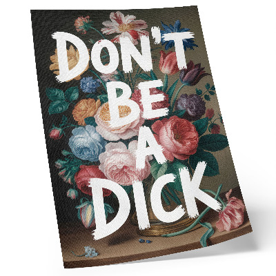 Dekorativ väggaffisch Färgglada blommor med vit text kontrasterar effektivt