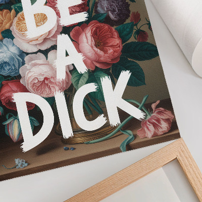 Dekorativ väggaffisch Färgglada blommor med vit text kontrasterar effektivt
