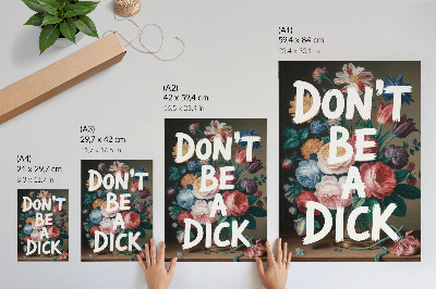 Dekorativ väggaffisch Färgglada blommor med vit text kontrasterar effektivt