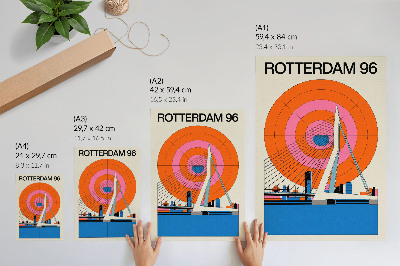 Dekorativ väggaffisch Bro och stad i geometriska mönster