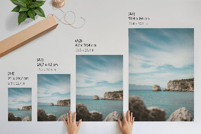 Poster Klippor, hav, blå himmel