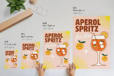 Hållbar väggposter med orange och gula bokstäver formade som ett leende