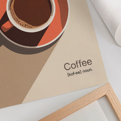Dekorativ väggaffisch Kaffekopp varma färger minimalistisk
