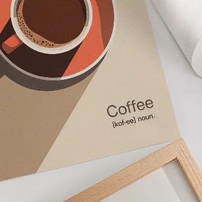 Väggaffisch minimalistisk kaffekopp i varma färger
