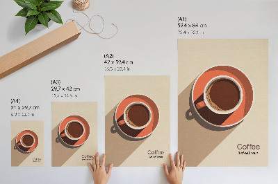 Dekorativ väggaffisch Kaffekopp varma färger minimalistisk