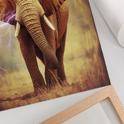 Hållbar väggposter Elefant med dynamiskt blixtlandskap