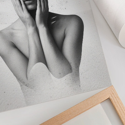 Dekorativ väggaffisch Svartvitt porträtt med abstrakta mönster