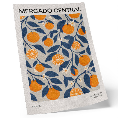 Dekorativ väggaffisch Orange grå bakgrund mörka löv modern stil