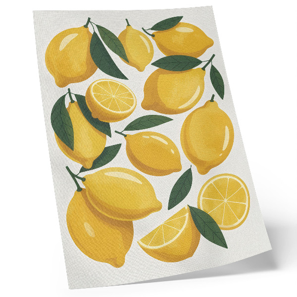 Poster Gyllene citroner gröna blad ljus bakgrund ingen rörelse