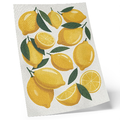 Poster Gyllene citroner gröna blad ljus bakgrund ingen rörelse